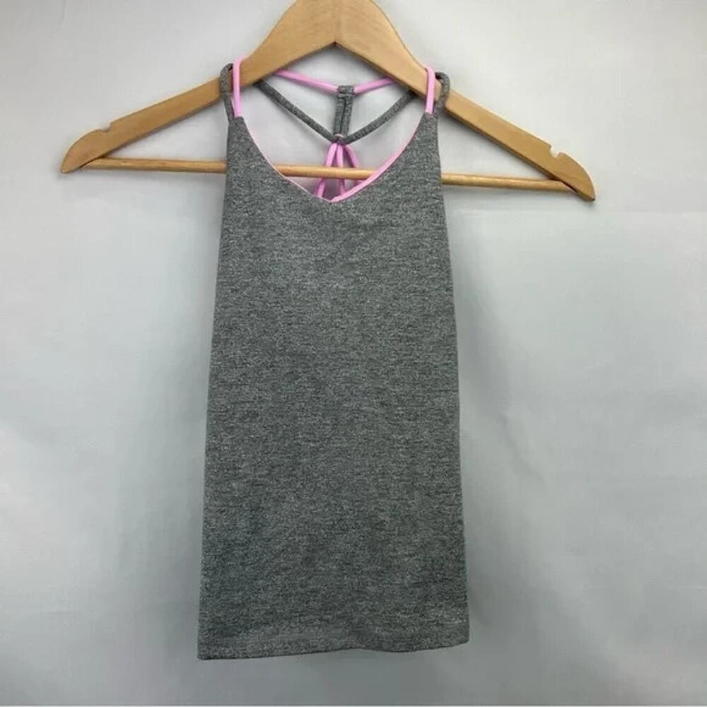 Ivivva (lululemon) Gray Tank Top with‎ Pink Straps
